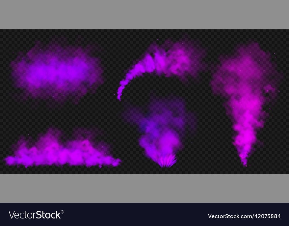 Realistic purple colorful smoke clouds mist Vector Image