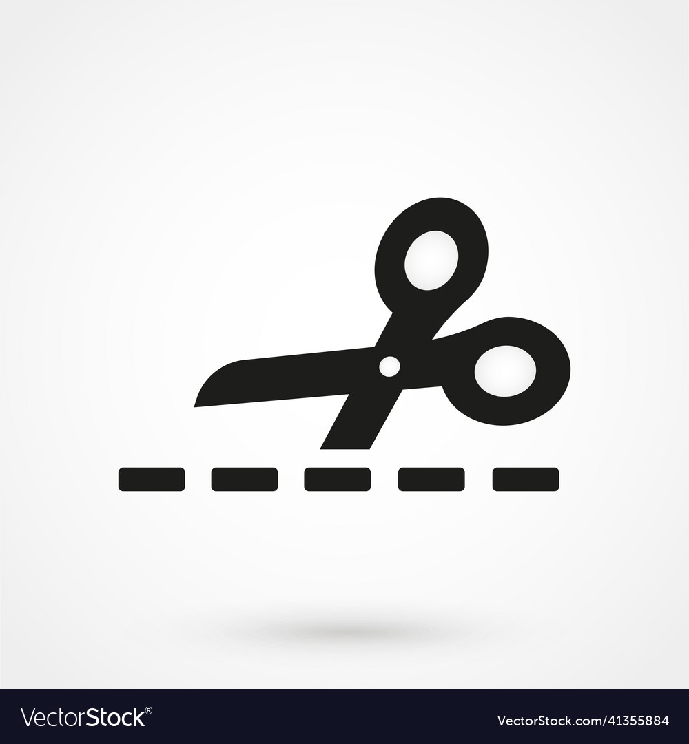 Scissors with cut lines isolated on white vector image Scissors with cut lines isolated on white