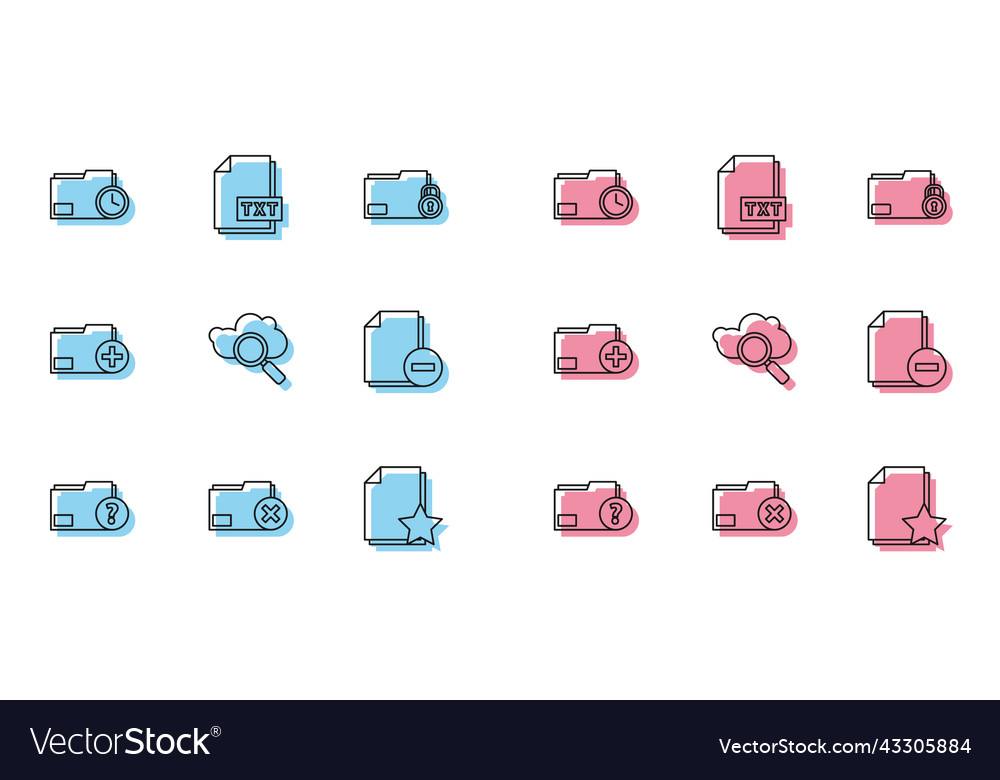 Set line unknown document folder delete vector image Set line unknown document folder delete