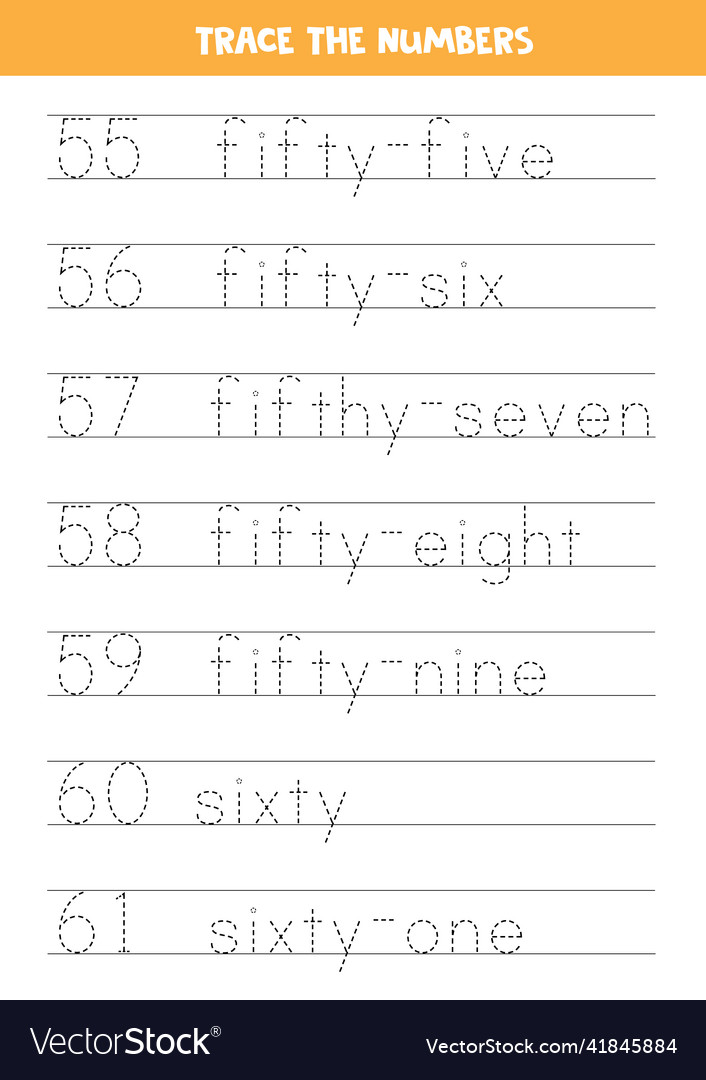 Tracing numbers from 42 to 48 writing practice