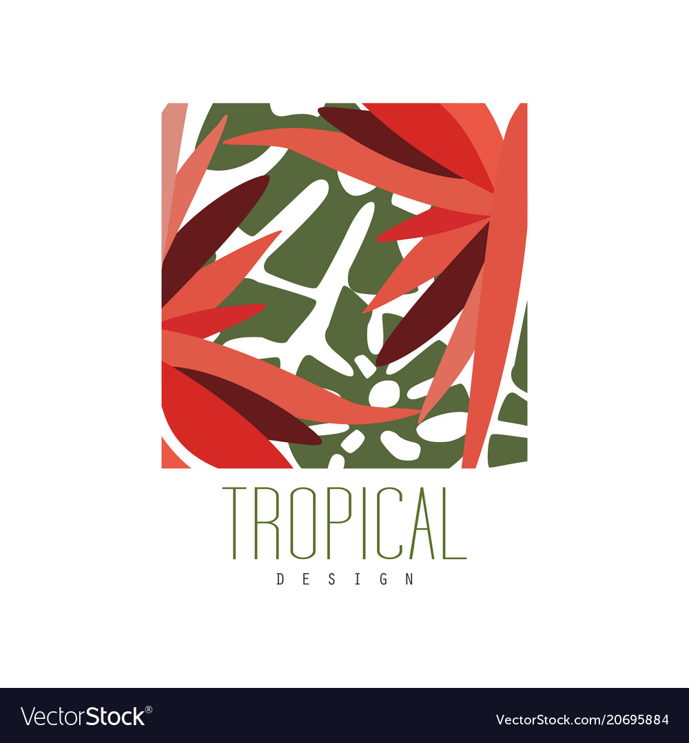 Tropical logo template design square badge