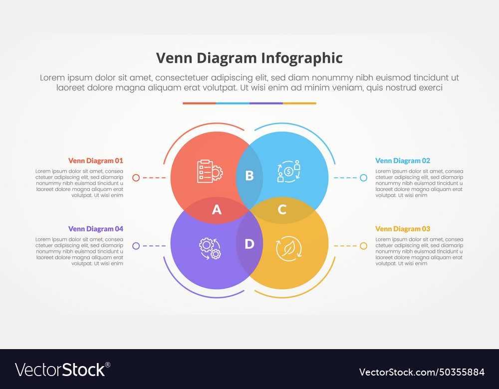 Venn diagram infographic concept for slide Vector Image