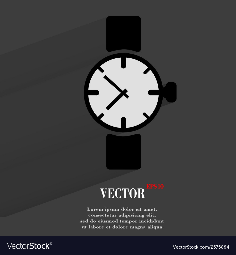 Watchclock flat modern web button with long shadow