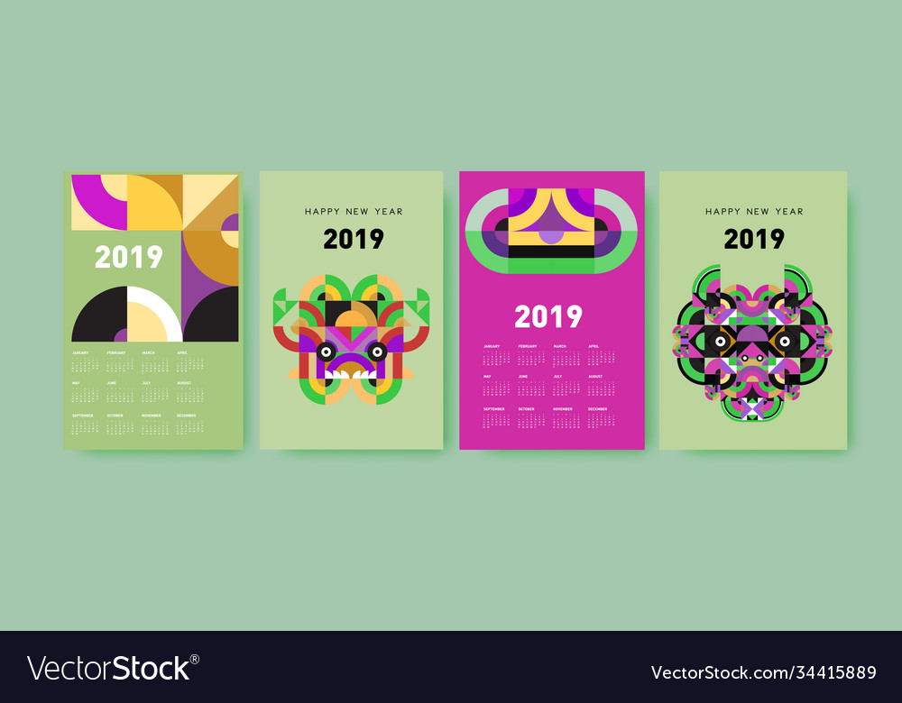 2021 calendar design template with colorful