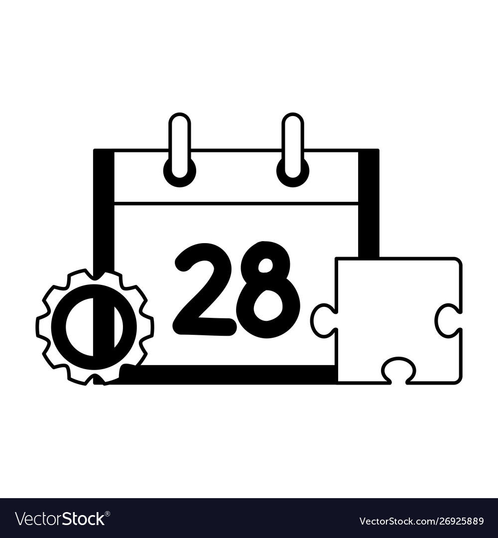 Calendar reminder with gear and puzzle