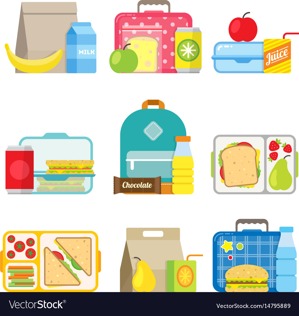 Childrens school lunch box icon in flat style Vector Image