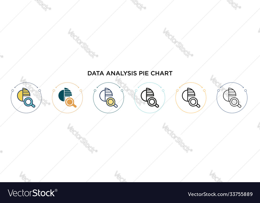 Data analysis pie chart icon in filled thin line