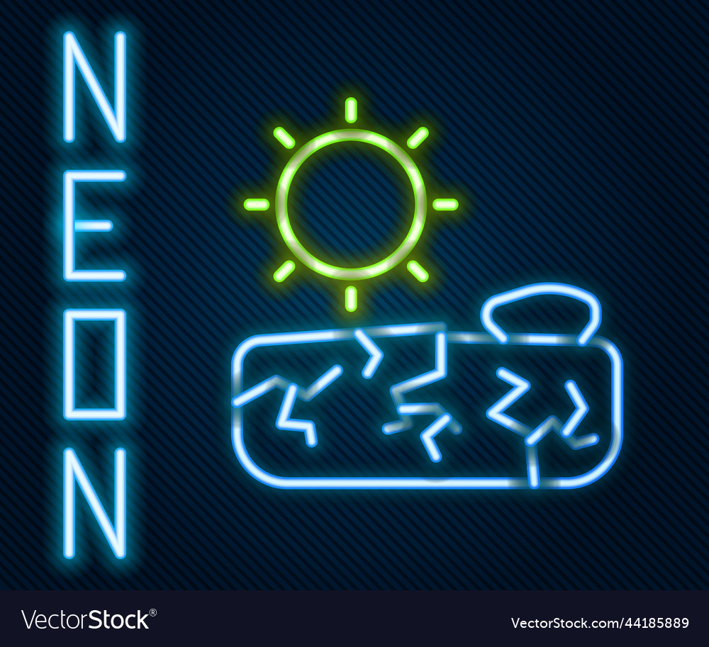 Glowing neon line drought icon isolated on black