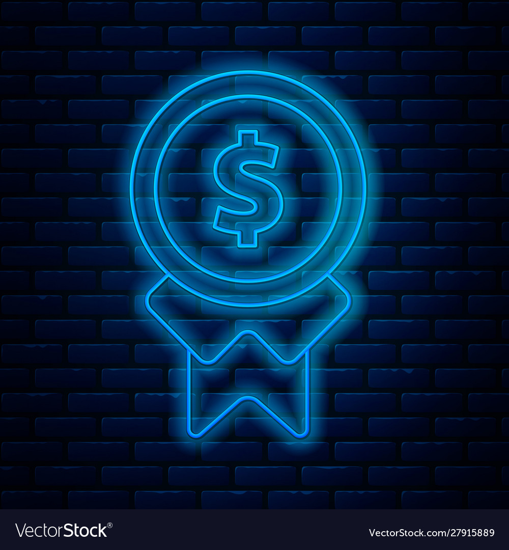 Glowing neon line reward for good work icon Vector Image