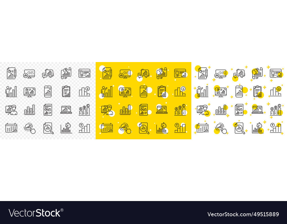 Graph line icons set of chart presentation Vector Image Graph line icons set of chart presentation
