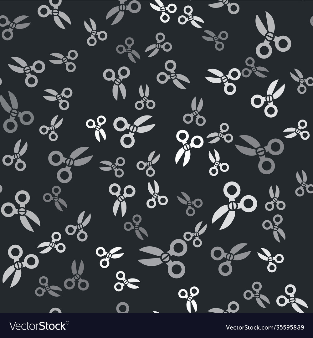 Grey scissors icon isolated seamless pattern