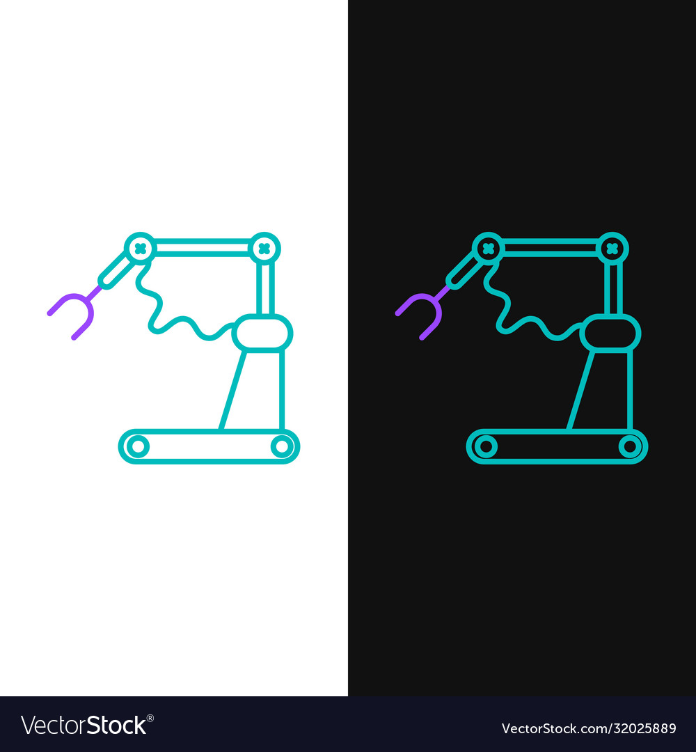 Linie Industriemaschine Roboterarm Hand vector image Linie Industriemaschine Roboterarm Hand