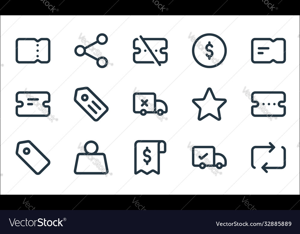 Marketplace line icons linear set quality vector image Marketplace line icons linear set quality