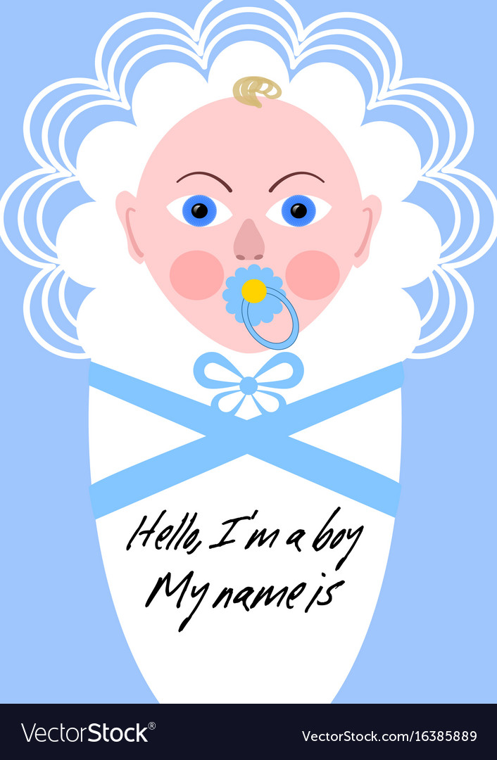 new born boy announcement baby in blue design vector image