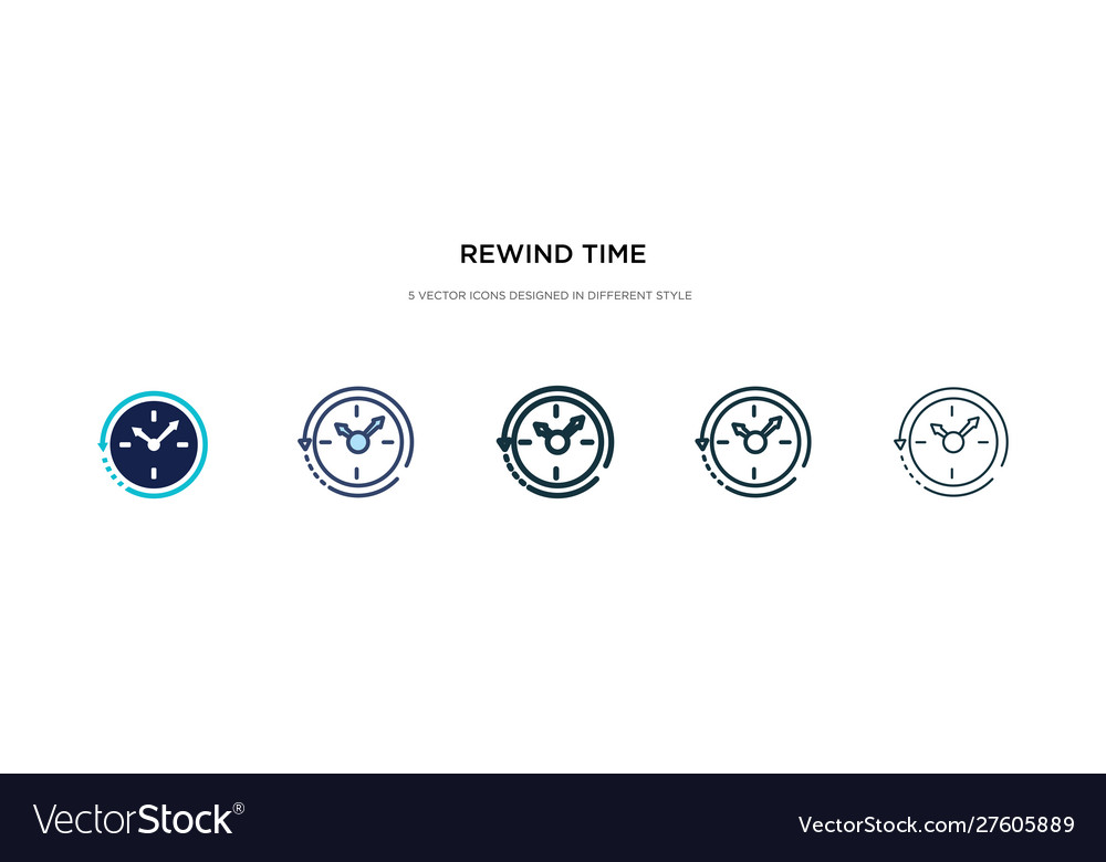 Rewind time icon in different style two colored
