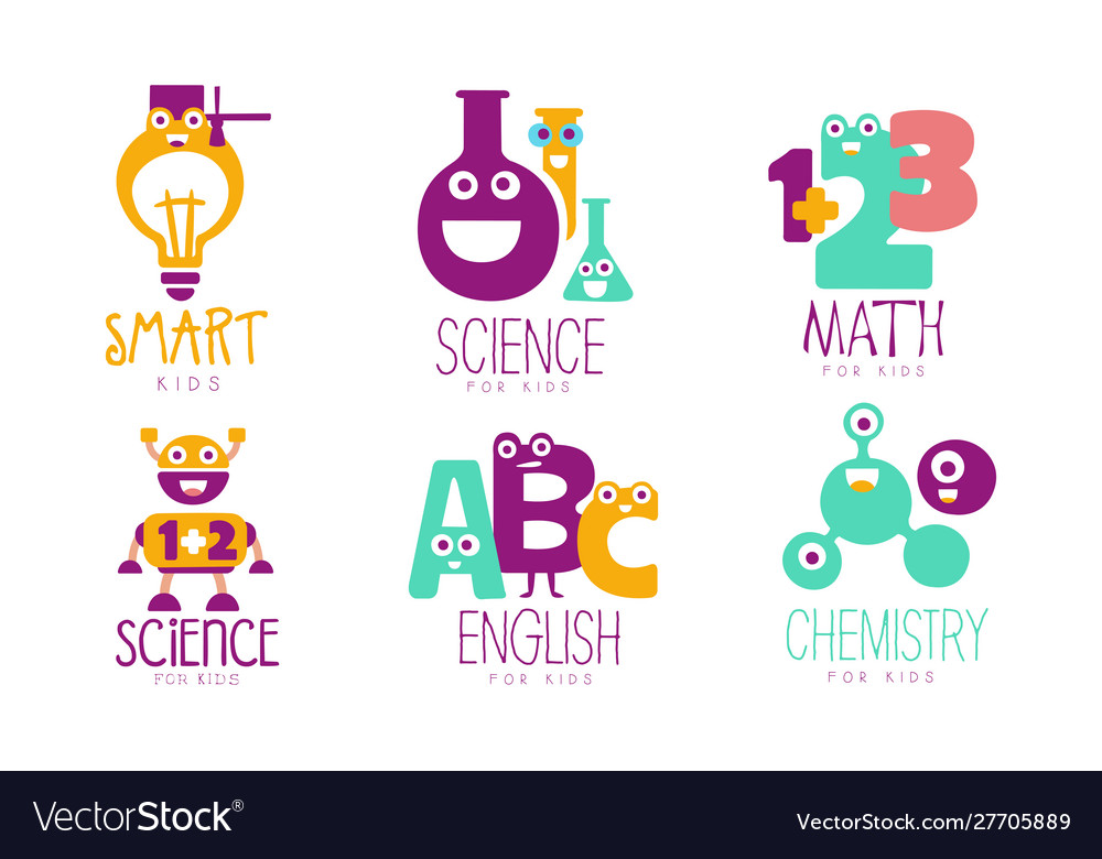 Set colorful logos for different lessons