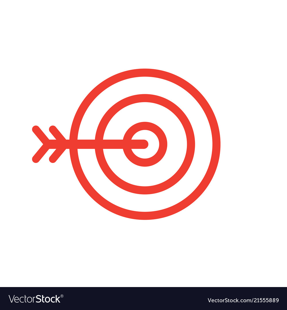 Target and arrow line style red icon vector image Target and arrow line style red icon