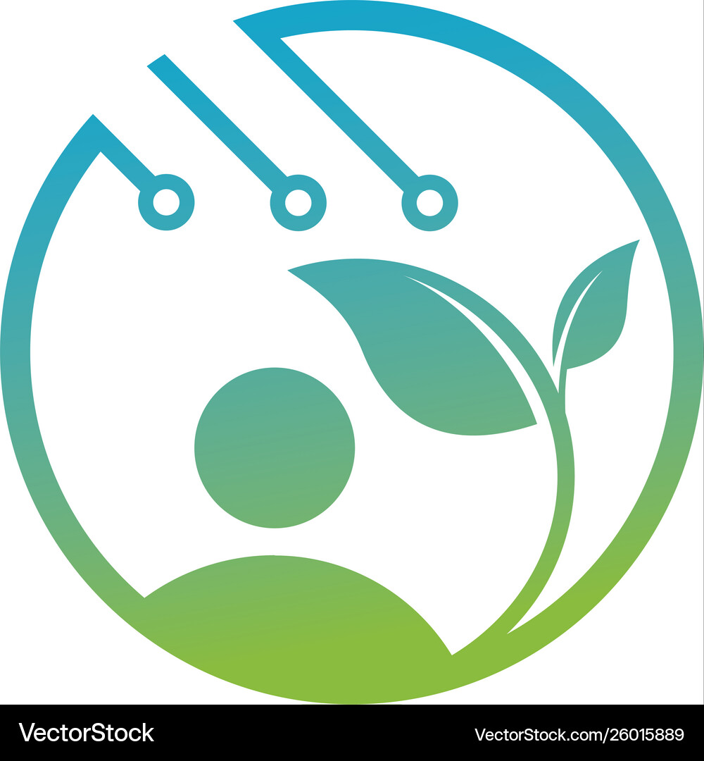 Technology leaf logo template Royalty Free Vector Image