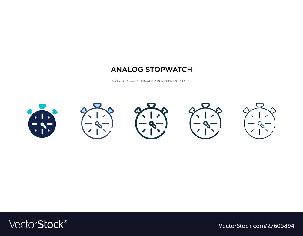 Analog stopwatch icon in different style two vector image Analog stopwatch icon in different style two