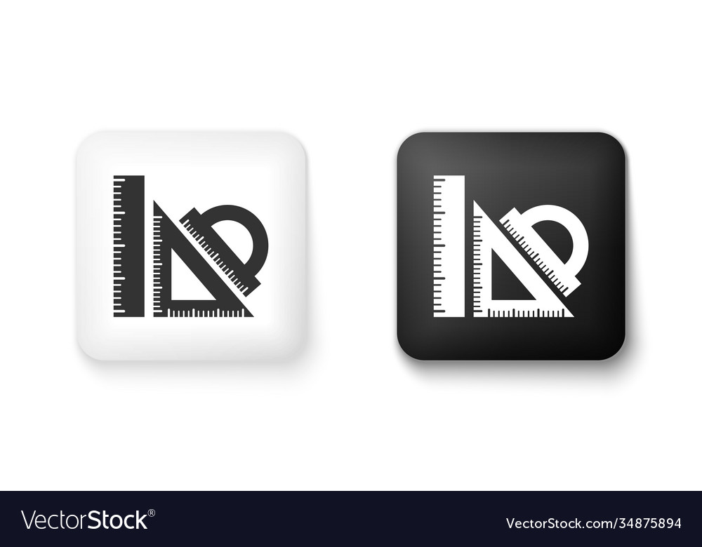 Black and white set ruler triangular vector image Black and white set ruler triangular