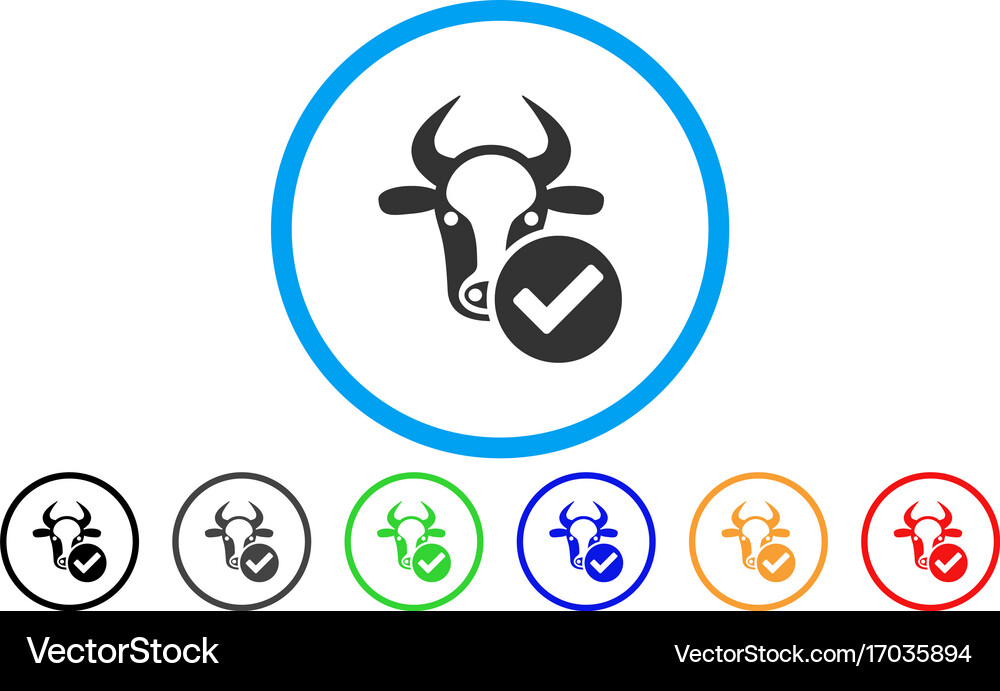 Cow valid rounded icon Royalty Free Vector Image