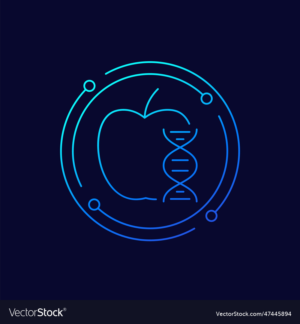 Genetically modified apple icon linear design