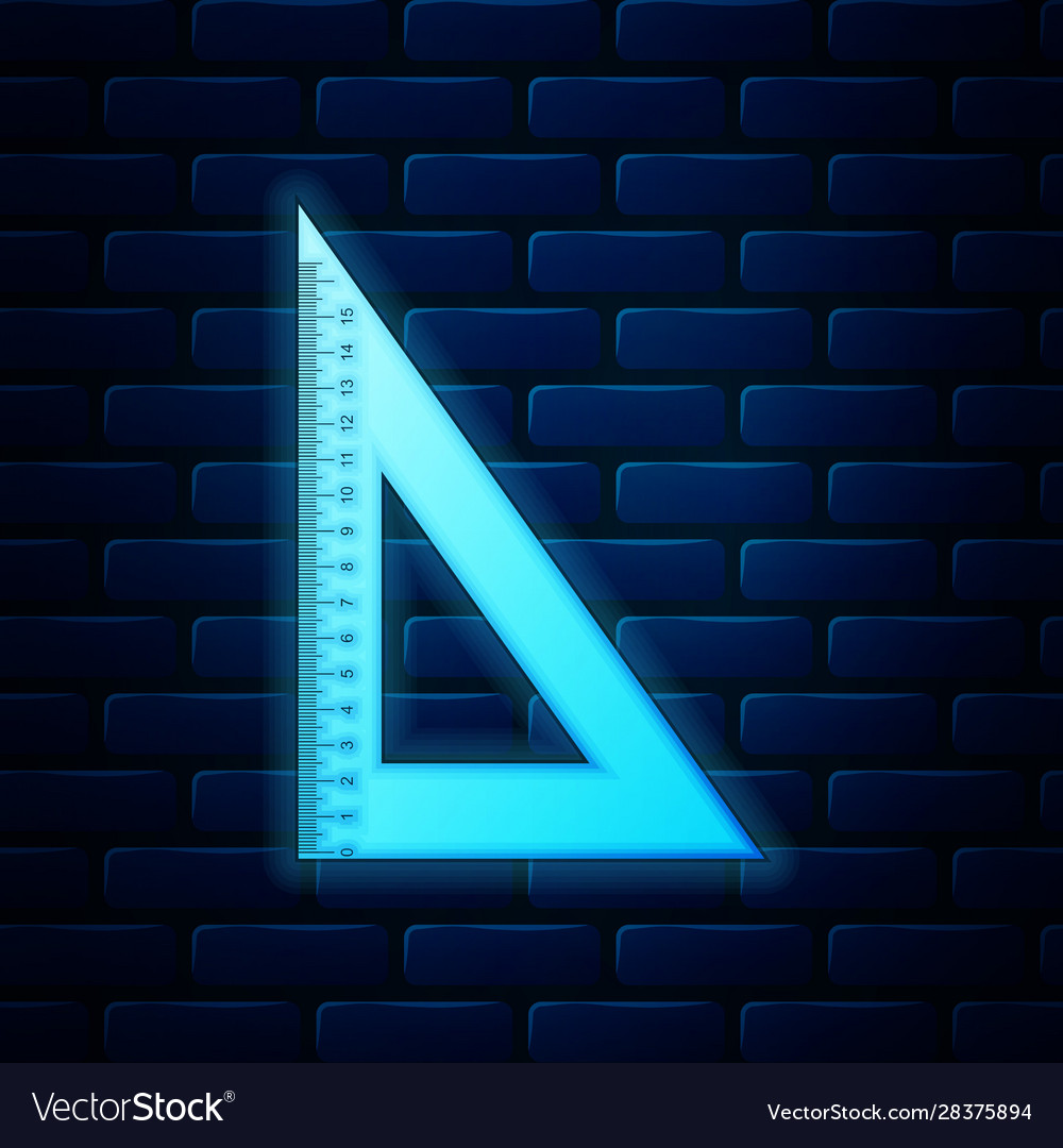 Glowing neon triangular ruler icon isolated Vector Image Glowing neon triangular ruler icon isolated
