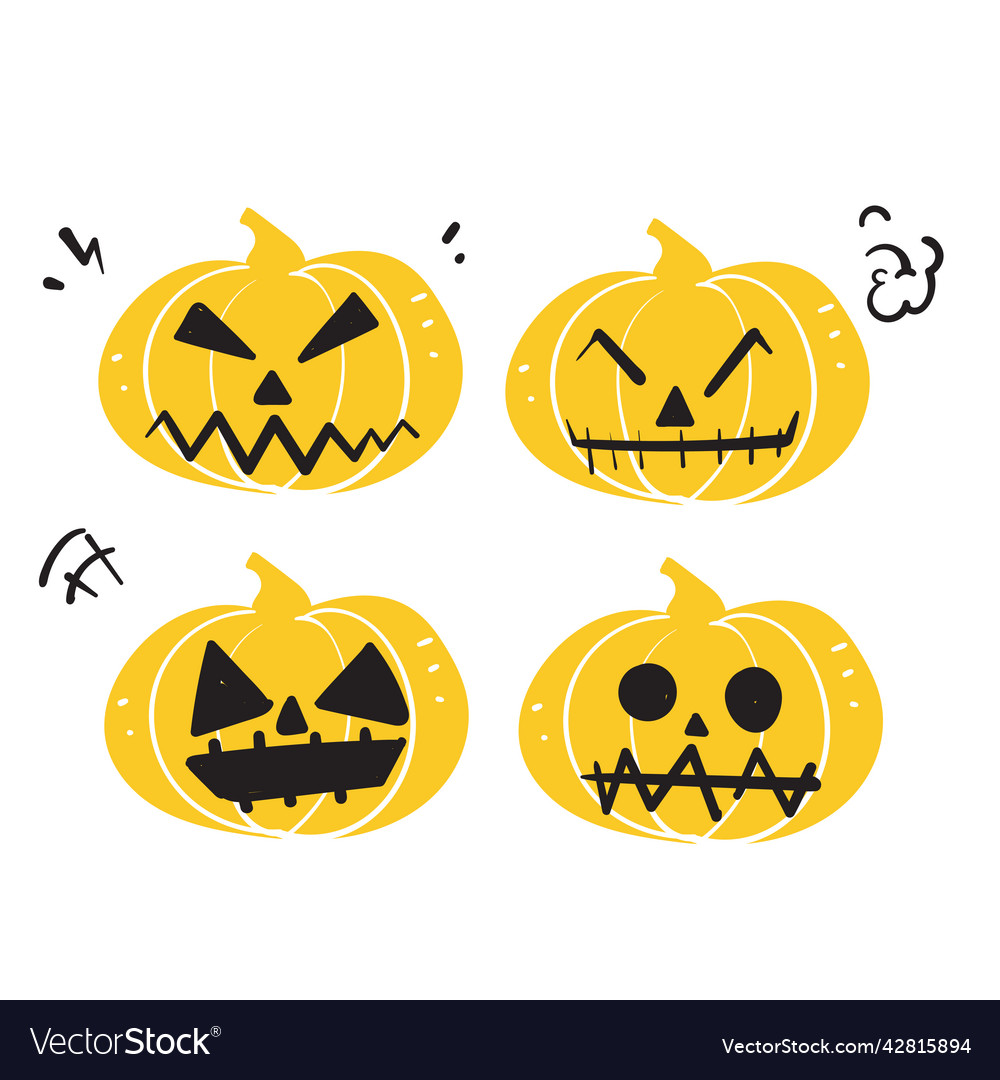 Hand drawn doodle halloween pumpkin collection