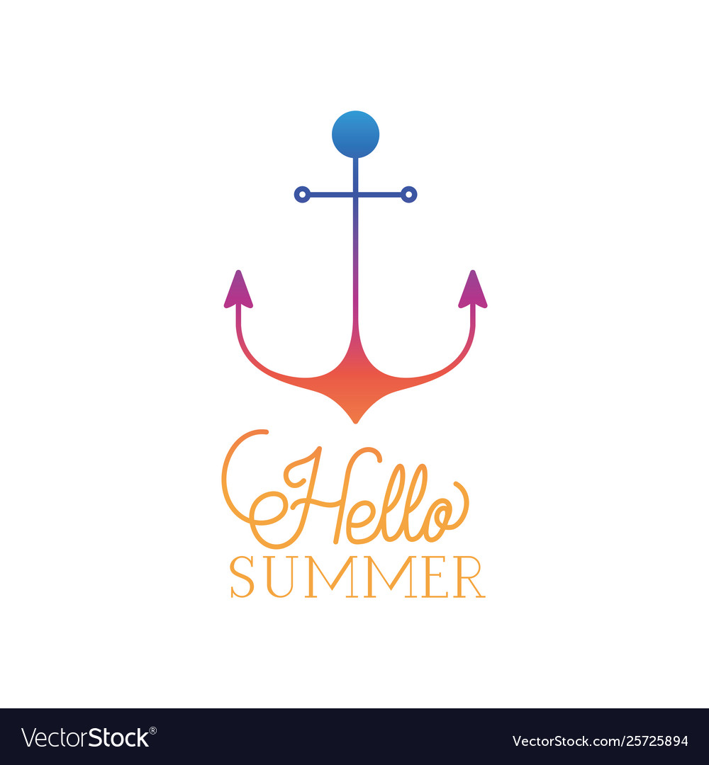 Hello summer label with colorful image Vector Image Hello summer label with colorful image