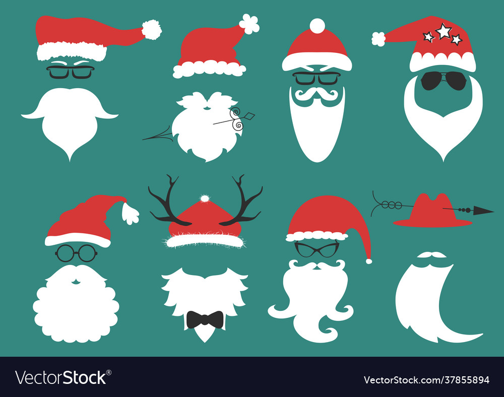 Hipster santa claus silhouette with cool beard Vector Image