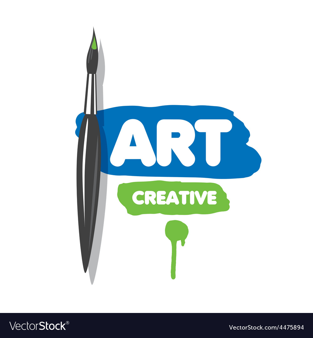 Logo brush and blue and green paint Royalty Free Vector