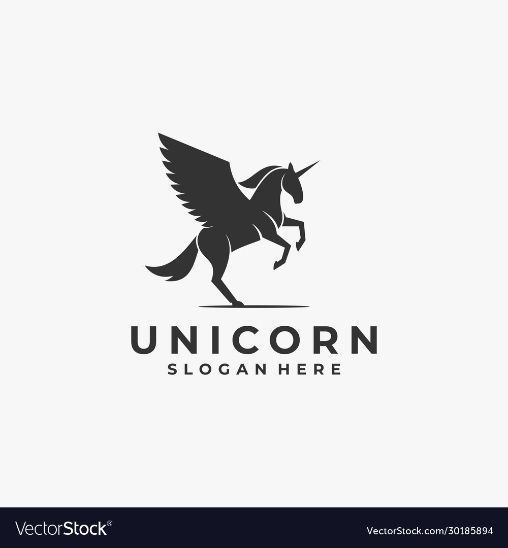 Logo unicorn jump silhouette style Royalty Free Vector Image