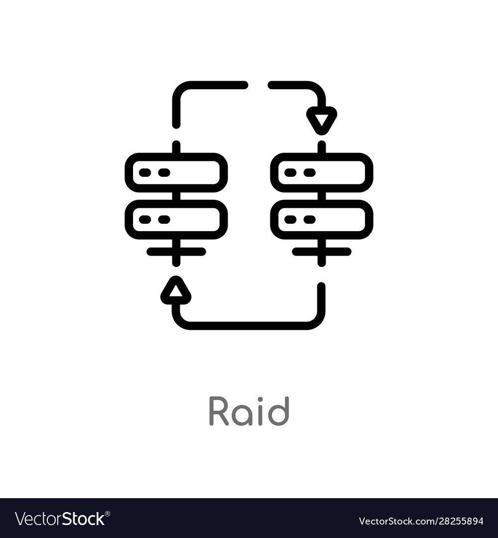 Outline raid icon isolated black simple line vector image Outline raid icon isolated black simple line