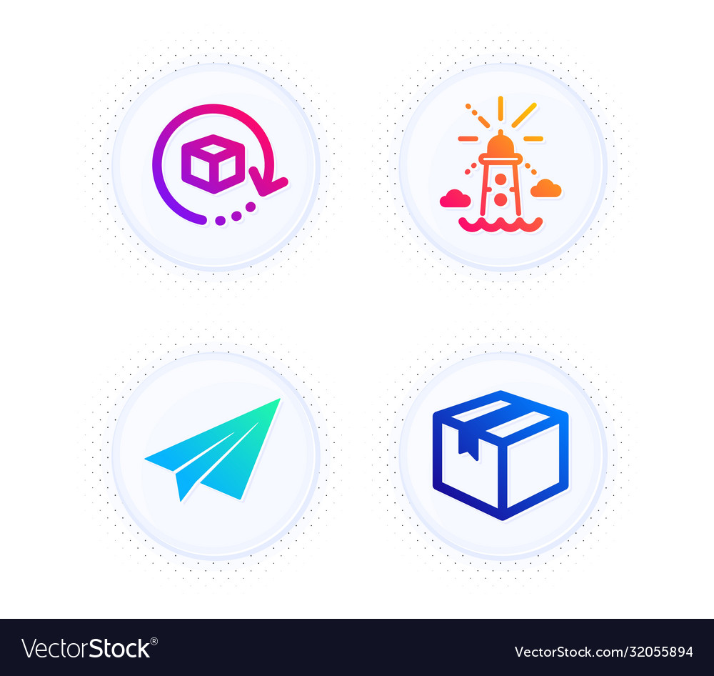 Paper plane lighthouse and return package icons