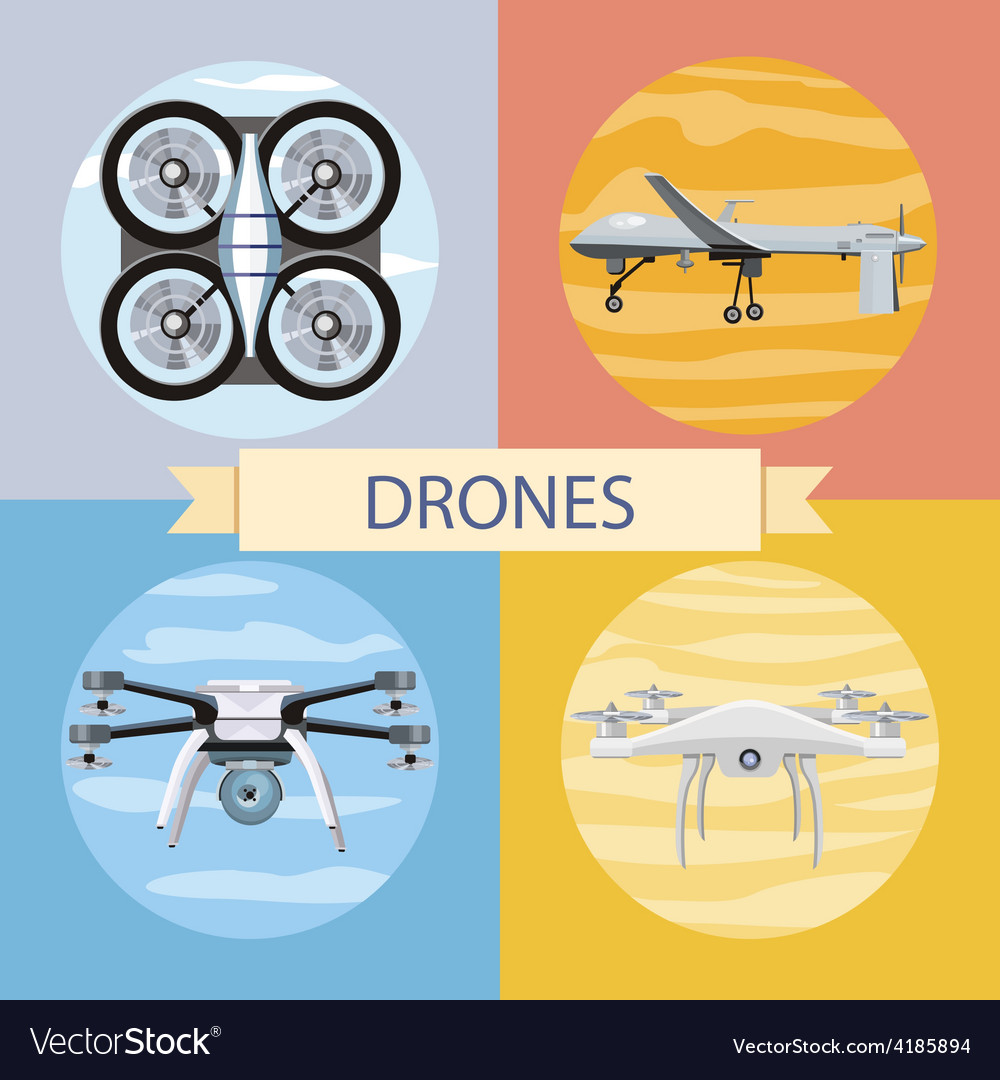 Set of different quadrocopters icons