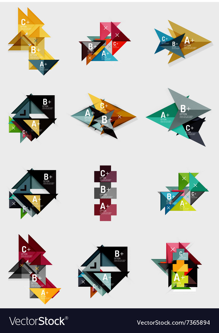 Set paper design style geometrical banners