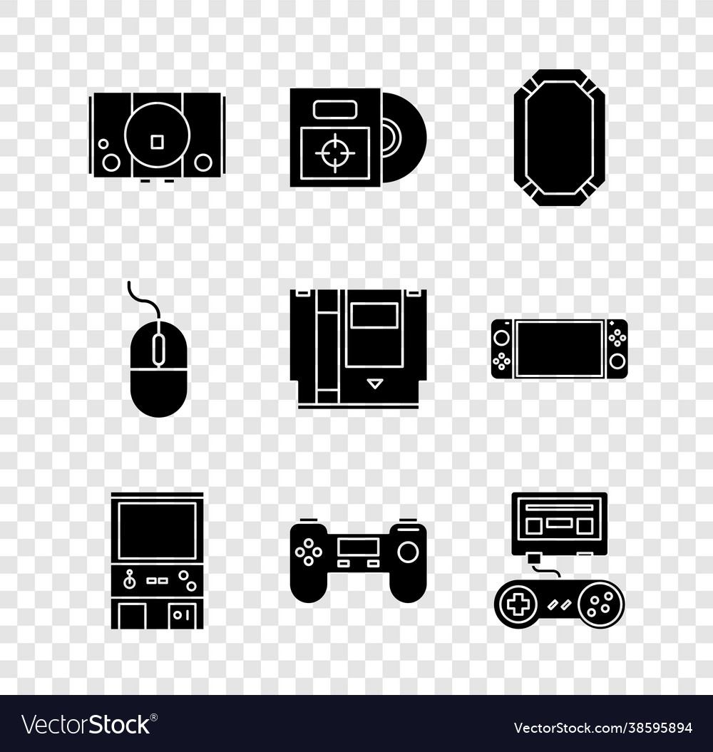 Set video game console cd or dvd disk in box vector image Set video game console cd or dvd disk in box