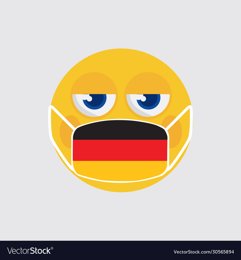 Gelbe Emoji mit Deutschland Flagge Maske