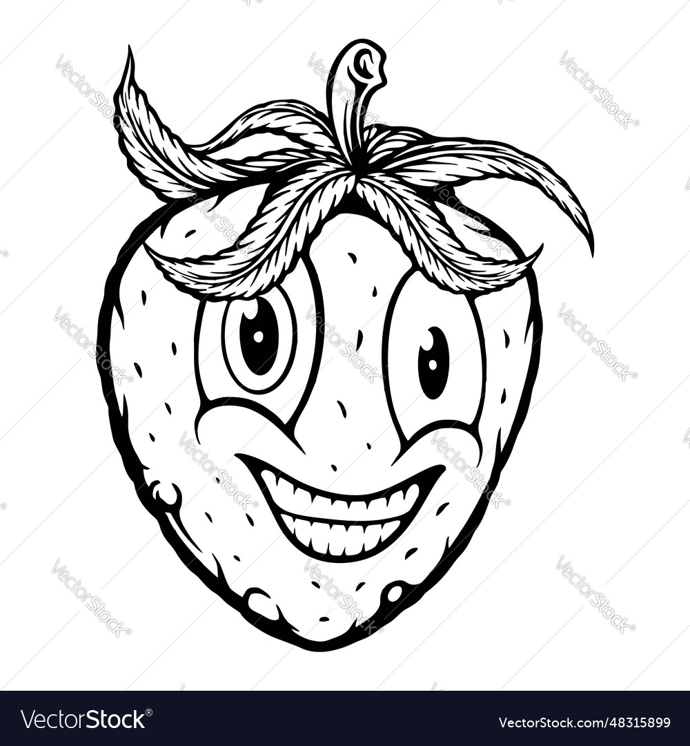 Berry cute strawberry fruit monochrome