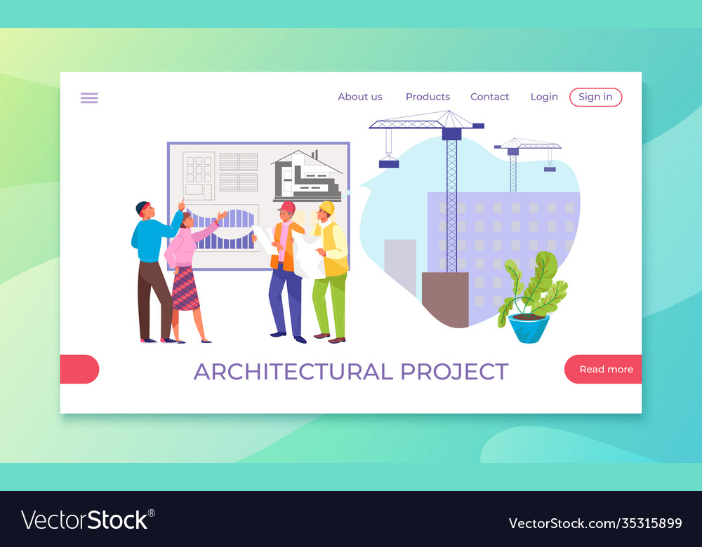 Building project engineer worker at construction vector image Building project engineer worker at construction