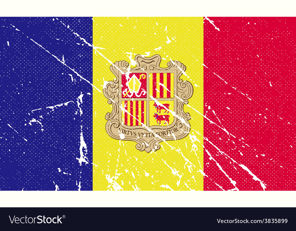 Flagge von Andorra mit alter Textur