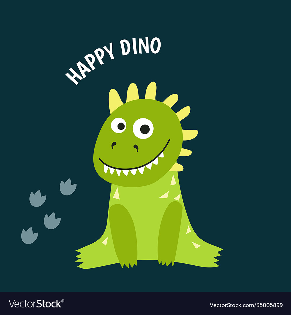 Greeting card with cartoon dinosaur