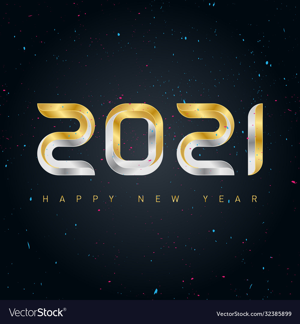 Happy new year 2021 background with gold and Vector Image