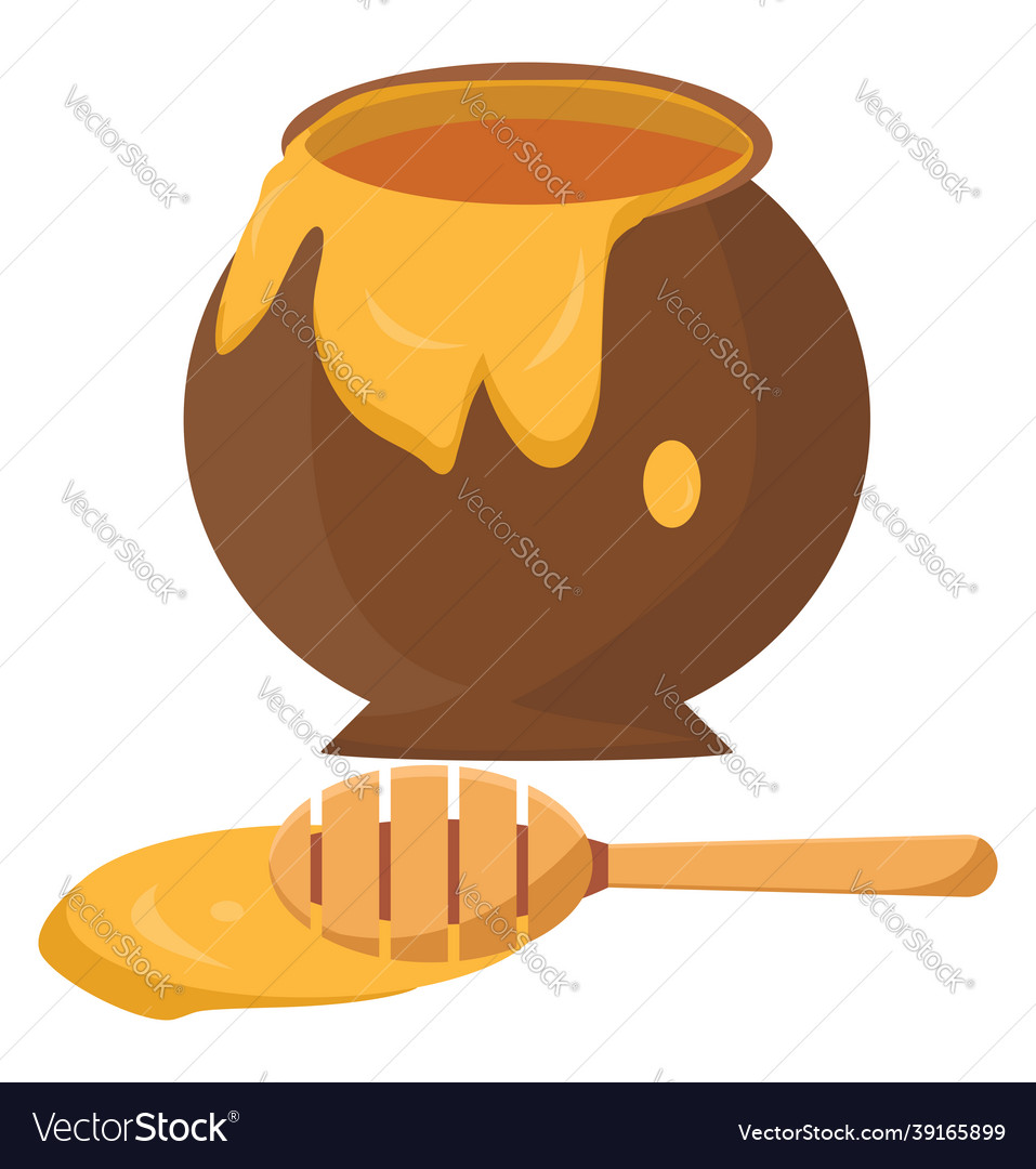 Honey pot on white background Royalty Free Vector Image