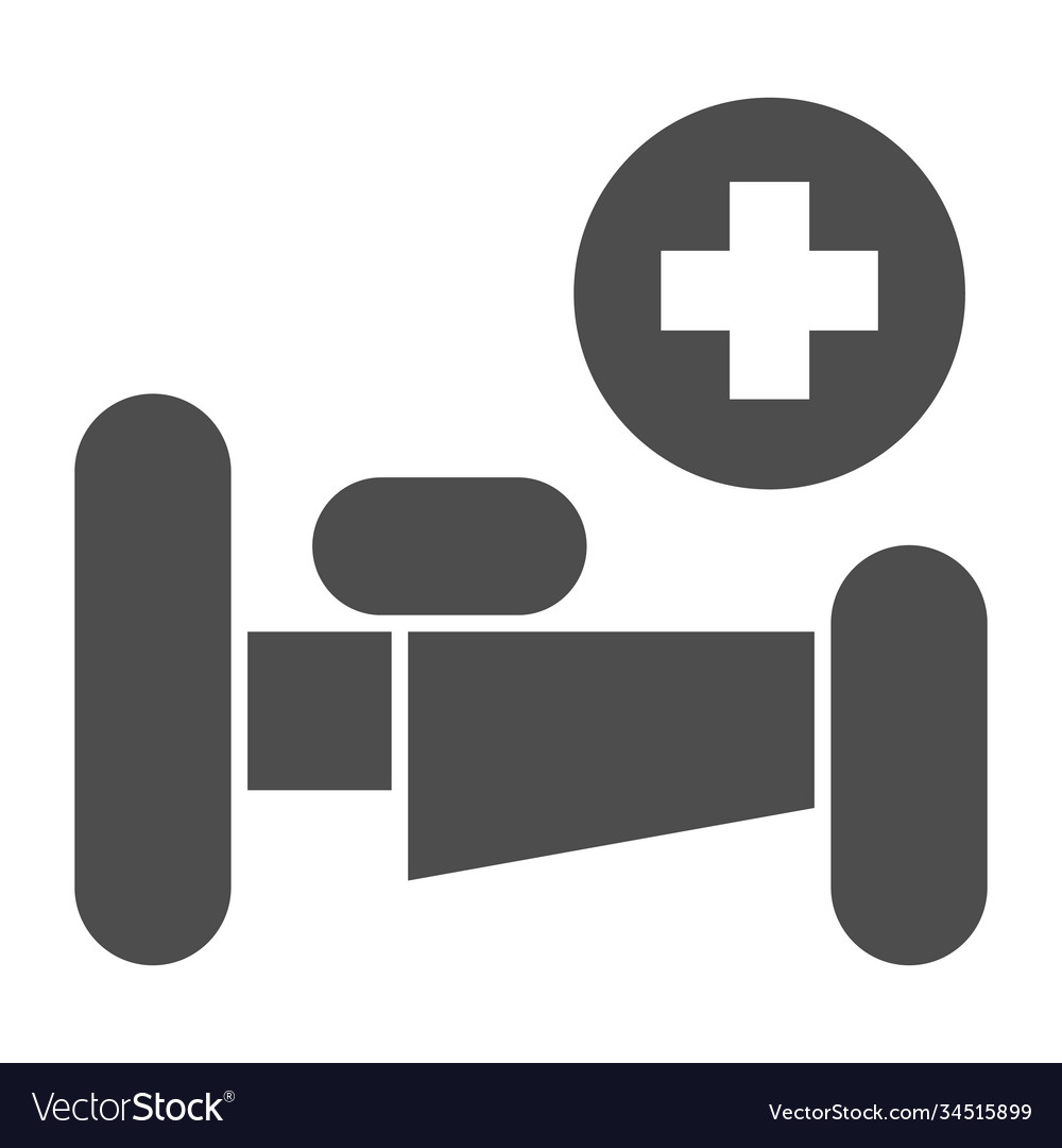 Hospital bed with cross solid icon medical