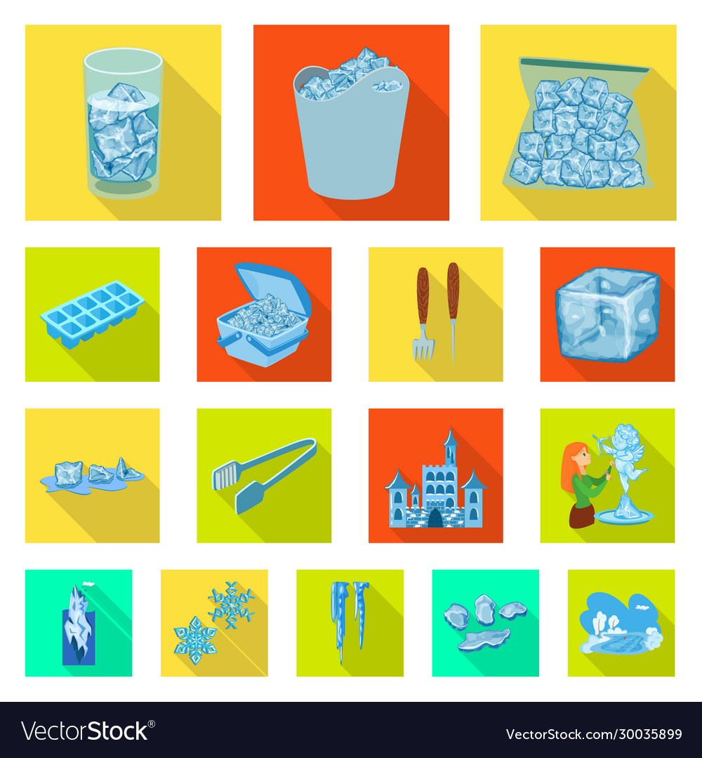 Isolated object texture and frozen sign set vector image Isolated object texture and frozen sign set