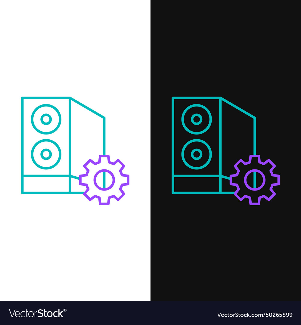 Line case of computer setting icon isolated vector image Line case of computer setting icon isolated