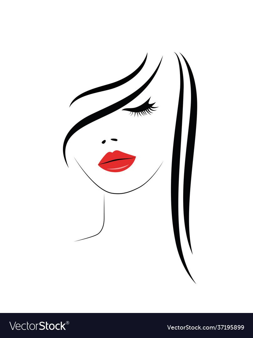 Logo woman with long hair Royalty Free Vector Image