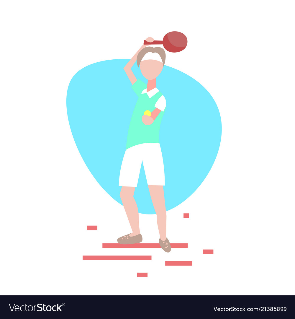 Man ping pong player hold racket white background