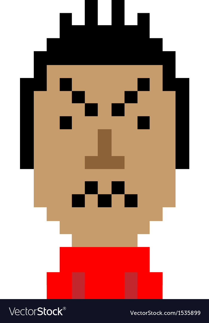 Rotes Hemd Mann wütend Emoticon Pixel Art Charakter